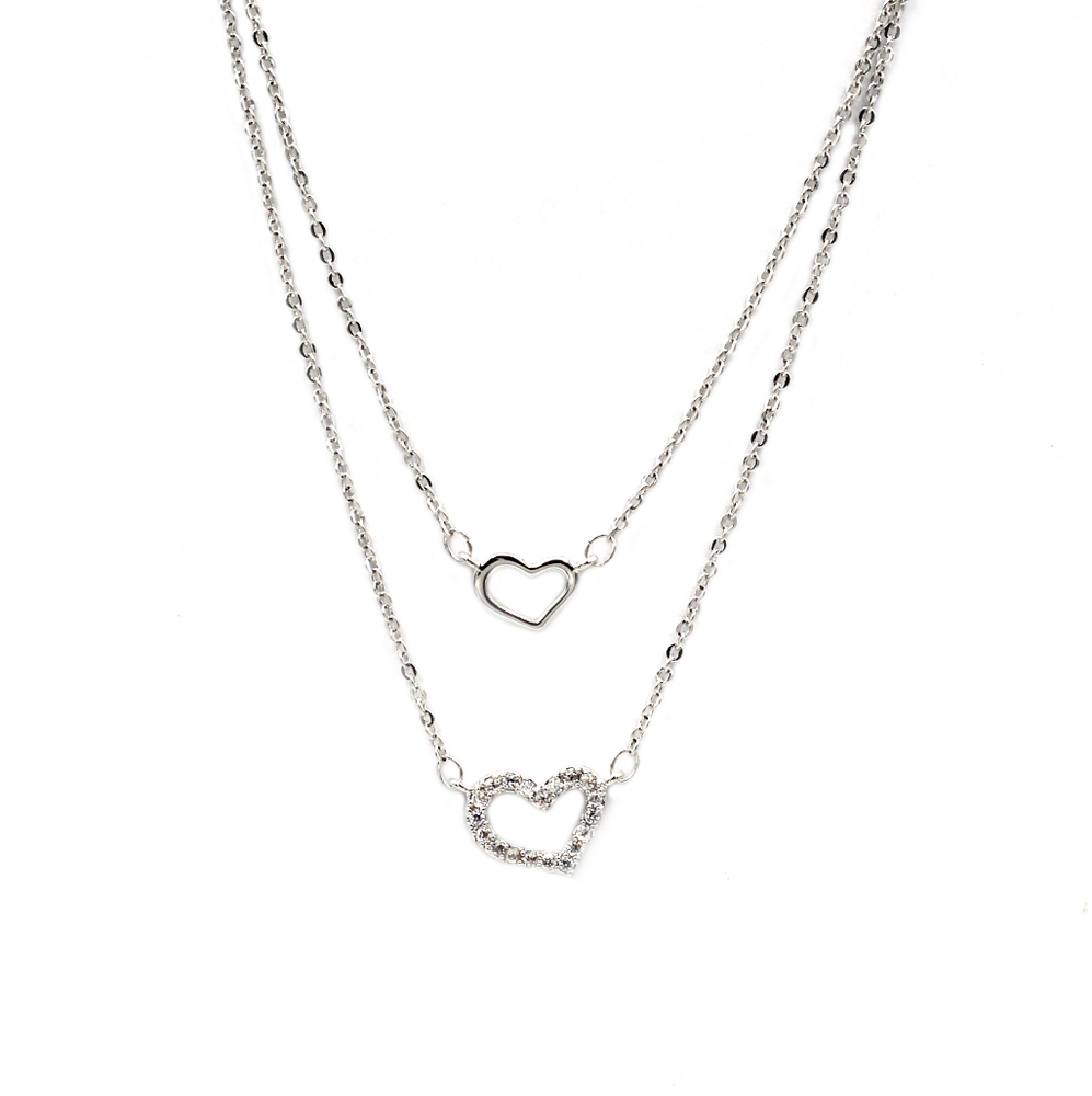 Silver duplexes mini heart crystal necklace